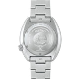 SEIKO Prospex HBB002K1 men's dive watch with stainless steel band and black dial, featuring luminous hands and rotating bezel.