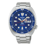 Seiko Prospex HBB002K1 men's dive watch with stainless steel bracelet and black dial, featuring luminous hands and bezel.
