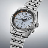 SEIKO Prospex HBC003J1 diver's watch with black dial and stainless steel bracelet, featuring a rotating bezel and bold hour markers.