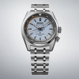 Seiko Prospex HBC003J1 diver's watch with stainless steel band and black dial, showing time and rotating bezel.