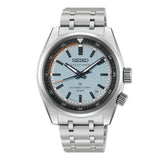 Seiko Prospex HBC003J1 dive watch with black dial, stainless steel band, and rotating bezel, designed for underwater exploration.