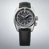Seiko Prospex HBC004J1 diver's watch with stainless steel band and black dial, featuring bold hour markers and rotating bezel.