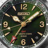 Seiko Prospex HBC007J1 diving watch with black dial, stainless steel bracelet, and rotating bezel, displayed on a white background.